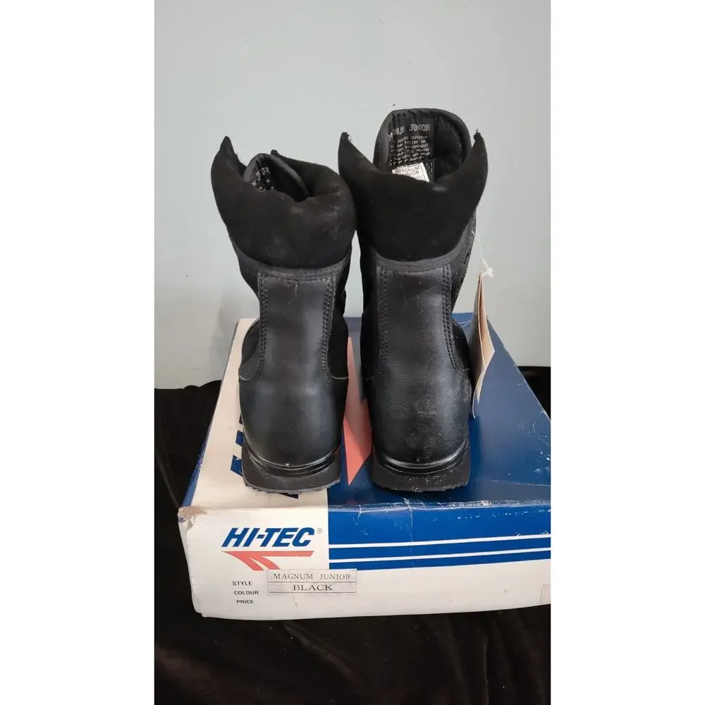 Hi-Tec Magnum Junior Tactical Boots Black Leather Size 6 Mens New In Box...